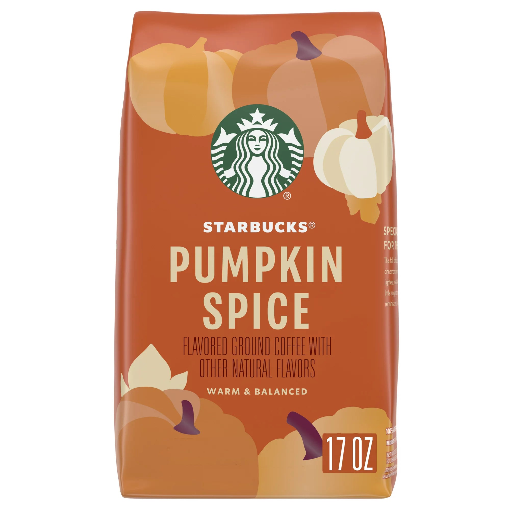 Starbucks Pumpkin Spice, Ground Flavored Coffee, 100% Arabica, Naturally Flavored, 17 oz