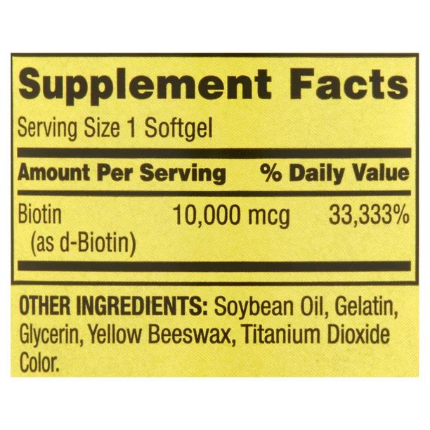 Biotin Softgels Dietary Supplement 10,000 mcg