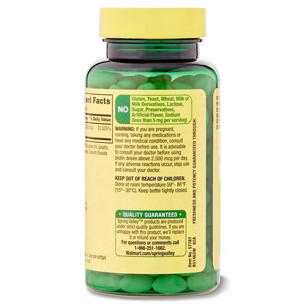 Biotin Softgels Dietary Supplement 10,000 mcg