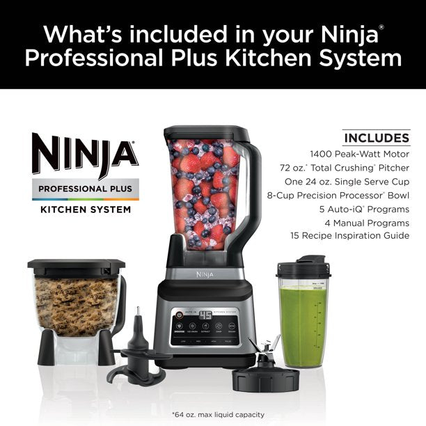 Ninja Licuadora Professional Plus 1400 V 3 funciones con Auto IQ
