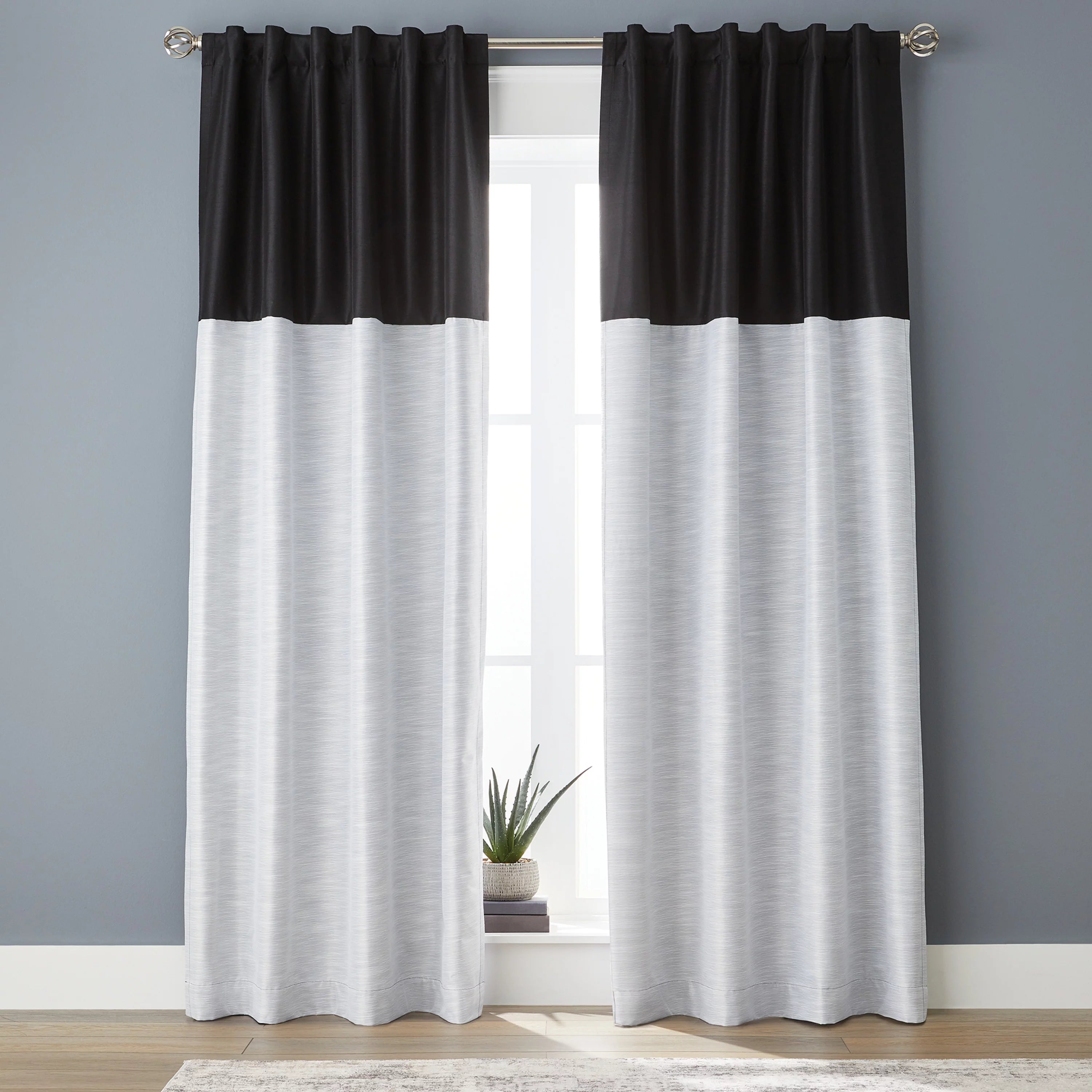 Solid Polyester Pole Top Blackout Single Curtain Panel